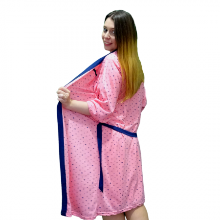 Compleu maternitate, Camasa alaptat + Halat gravide, Betul - Dark Pink, Maneca Scurta BebePrice [0]