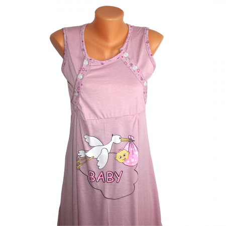 Compleu maternitate, Camasa alaptat + Halat gravide, Pinky Hearts, maneca scurta [3]