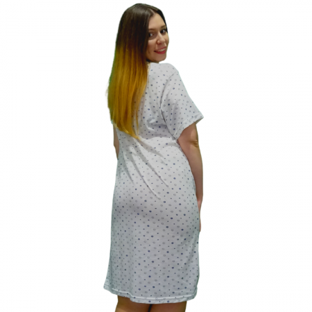 Compleu maternitate, Camasa alaptat + Halat gravide, Maneca Scurta, Flower Grey BBP [1]