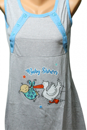 Compleu maternitate, Camasa alaptat + Halat gravide, Baby Shower, Grey-Blue, BebePrice [4]