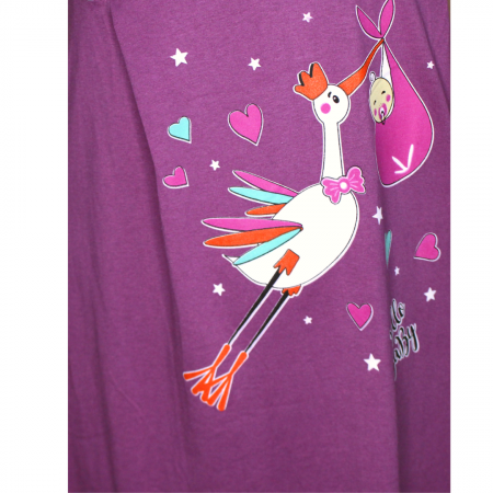 Compleu maternitate, Camasa alaptat + Halat gravide, Hello Baby, Magenta, maneca scurta [4]