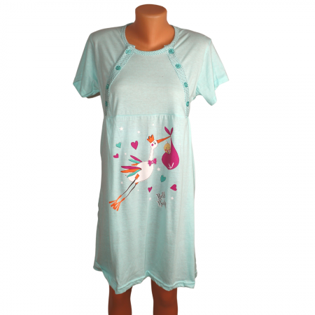 Compleu maternitate, Camasa alaptat + Halat gravide, Maneca lunga,Hello Baby Green BBP [7]