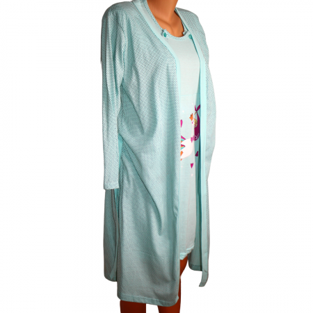 Compleu maternitate, Camasa alaptat + Halat gravide, Maneca lunga,Hello Baby Green BBP [6]