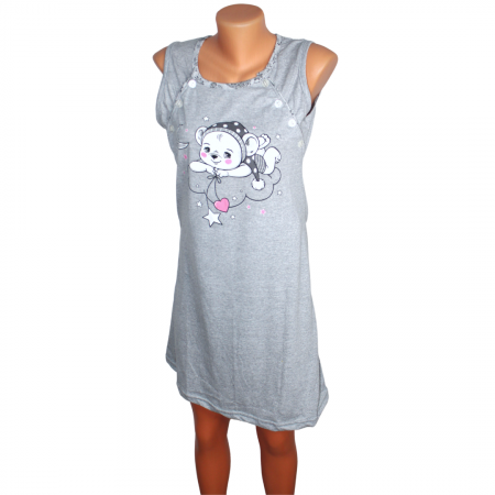 Compleu maternitate, Camasa alaptat + Halat gravide, Dreamy Bear, Grey maneca scurta [3]