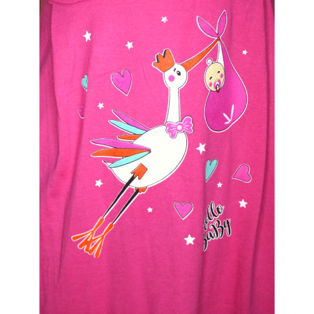 Compleu maternitate, Camasa alaptat + Halat gravide, Hello Baby, Ciclame, maneca scurta [4]