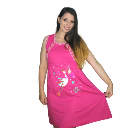 Compleu maternitate, Camasa alaptat + Halat gravide, Hello Baby, Ciclame, maneca scurta [2]