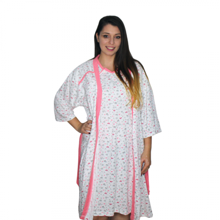 Compleu maternitate, Camasa alaptat + Halat gravide, Joyelle, White, maneca 3/4 [1]