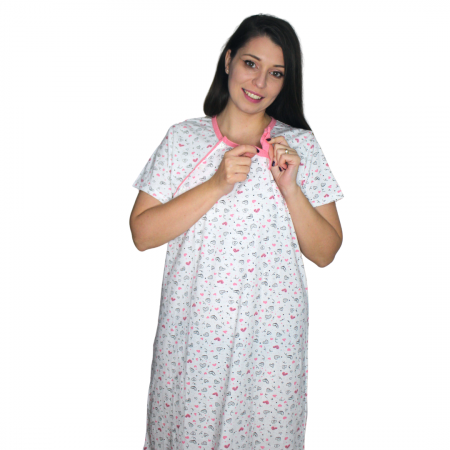 Compleu maternitate, Camasa alaptat + Halat gravide, Joyelle, White, maneca 3/4 [4]