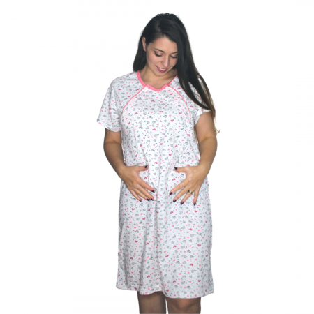 Compleu maternitate, Camasa alaptat + Halat gravide, Joyelle, White, maneca 3/4 [2]