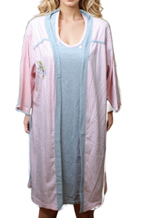 Compleu maternitate, Camasa alaptat + Halat gravide,  Olivia, maneca 3/4, BebePrice [0]