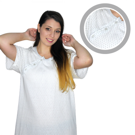 Compleu maternitate, Camasa alaptat + Halat gravide, Serena, Grey, maneca scurta [4]