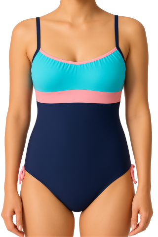 Oferte speciale - Costum de baie, intreg cu slip modelator, Morris, Green-Pink, BebePrice