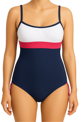 Oferte speciale - Costum de baie, intreg cu slip modelator, Morris, White-Pink, BebePrice