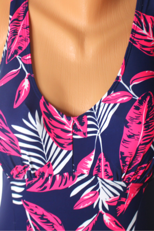 Costum de baie intreg, Palm Leaf, Ciclame, BebePrice [1]