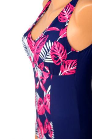 Costum de baie intreg, Palm Leaf, Ciclame, BebePrice [3]