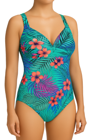 Oferte speciale - Costum de baie intreg, modelator, Summer Kiss, Wild Green, BebePrice