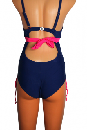 Costum de baie, intreg cu slip modelator, Morris, White-Pink, BebePrice [5]