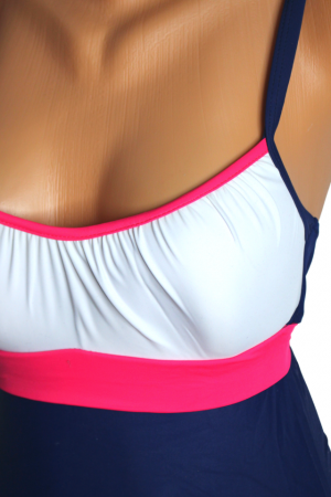 Costum de baie, intreg cu slip modelator, Morris, White-Pink, BebePrice [6]