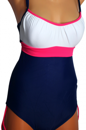 Costum de baie, intreg cu slip modelator, Morris, White-Pink, BebePrice [8]