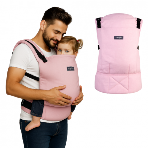 Genti Maternitate & Port Bebe - Marsupiu antialergic UltraSmart, ergonomic si reglabil, Rose Dust, BebePrice
