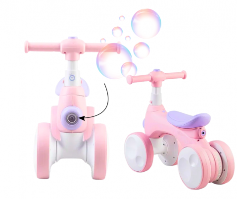 Activitati, Plimbare & Vacanta - Bicicleta interactiva copii, cu balonase, lumini si sunete, Pink, BebePrice