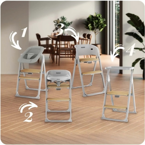 Alimentatie bebe & Accesorii hranire - Neno Sapori Gray scaun de hrănire multifuncțional 4 în 1 BebePrice.ro