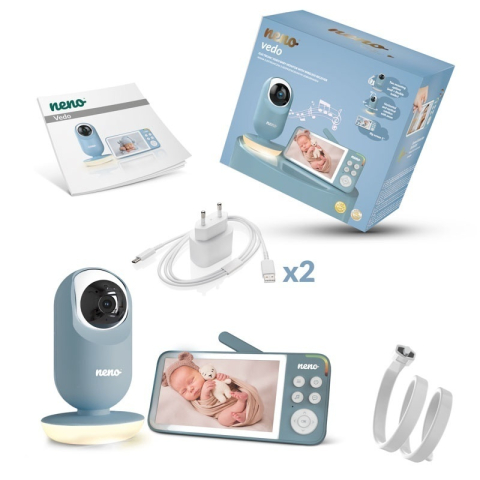 Articole siguranta bebe - Neno Vedo Blue baby monitor video cu ecran mare de 5 inch BebePrice.ro