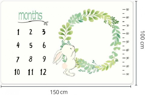 Lenjerii patut & Paturici - Păturică-milestone-plusată-pentru-fotografii-TinyStory-model-Flori-100x150-cm-premium-pentru-bebelusi---BebePrice.ro