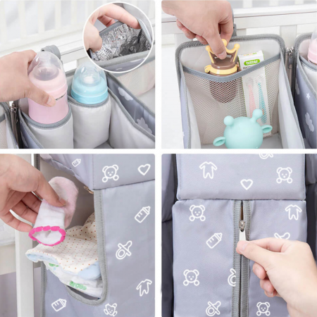 Organizator modular pentru pătuț Soft - Grey BebePrice [1]
