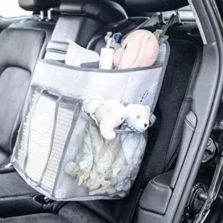 Organizator universal cu 4 buzunare pentru scutece si accesorii, Soft - Grey BebePrice [2]