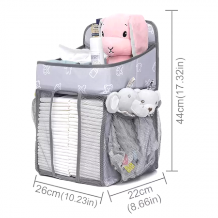 Organizator universal cu 4 buzunare pentru scutece si accesorii, Soft - Grey BebePrice [3]