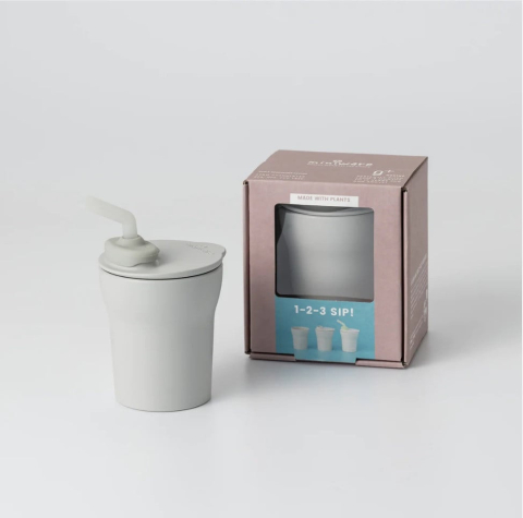 Alimentatie bebe & Accesorii hranire - Pahar de antrenament 1-2-3 Sip cu capac și pai Grey BebePrice.ro