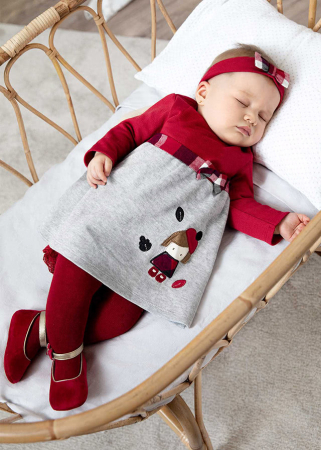 bebeprice Set Mayoral rochie maneca lunga si bentita ECOFRIENDS red [0]