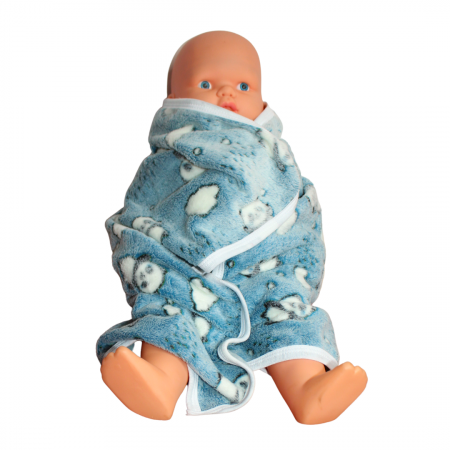 Paturica Bebe Cocolino, Little Panda, Blue, 75x75 cm, BebePrice [4]