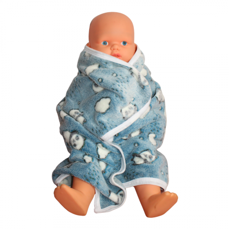 Lenjerii patut & Paturici - Paturica Bebe Cocolino, Little Panda, Blue, 75x75 cm, BebePrice