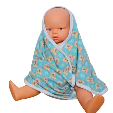 Paturica bebe polar fleece, Alena, Puppies, Turquoise, 80x100 cm [1]