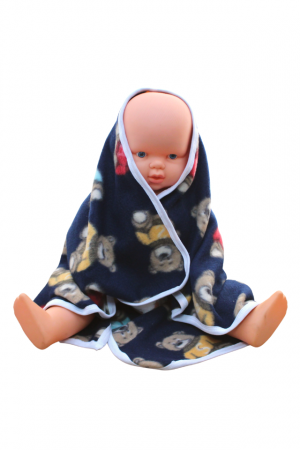 Paturica bebe polar fleece, Bears, Blue Navy, 75x75 cm, BebePrice [0]
