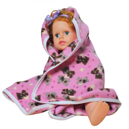 Paturica bebe polar fleece, Alena, Bears, Pink [3]