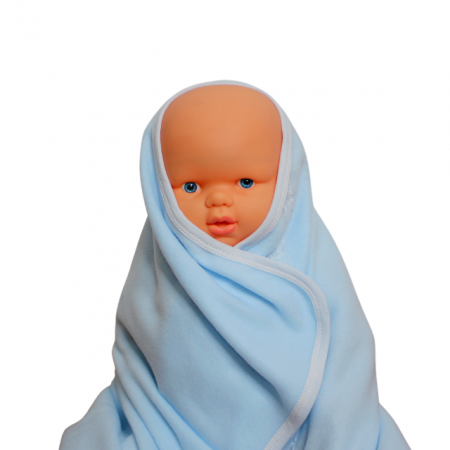 Paturica bebe polar fleece, Alena,cu dantela aplicata, Blue, 75x75 cm [3]