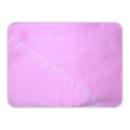 Paturica bebe polar fleece, Alena,cu dantela aplicata, Pink, 75x75 cm [1]