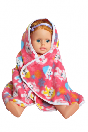 Paturica bebe polar fleece, Alena, Happy Puppies, Ciclame, 75x75 cm [2]