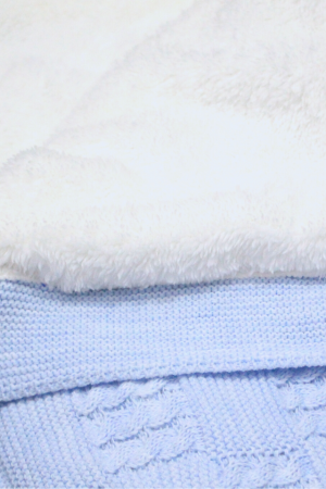 Paturica groasa, tricotata, captusita cu blanita, Cozy, Soft-Blue, 90x100 cm, BebePrice [4]