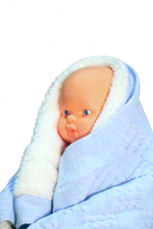 Paturica groasa, tricotata, captusita cu blanita, Cozy, Soft-Blue, 90x100 cm, BebePrice [1]