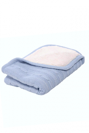 Paturica groasa, tricotata, captusita cu blanita, Cozy, Soft-Blue, 90x100 cm, BebePrice [0]