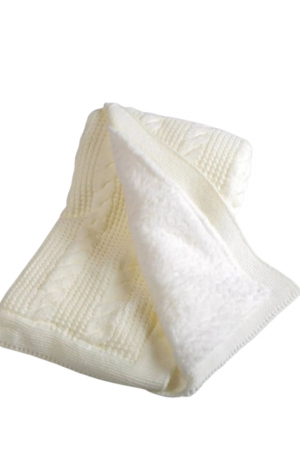 Paturica groasa, tricotata, captusita cu blanita, Cozy, Off-White, 90x100 cm, BebePrice [0]