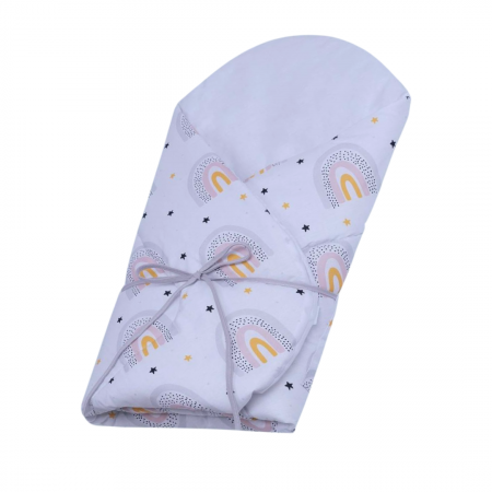Paturica Wrap Bebe Yellow Rainbow, 75x75 cm , 100% Bumbac [0]