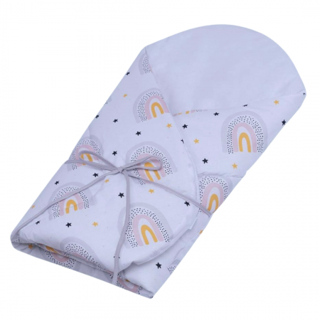 Paturica Wrap Bebe Yellow Rainbow, 75x75 cm , 100% Bumbac [4]