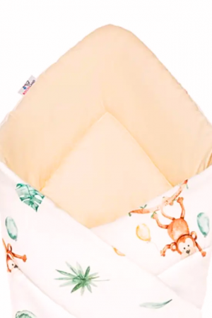 Paturica Wrap Bebe, Jungle, doua fete, Bumbac antialergic, 80x80 cm,BebePrice [1]