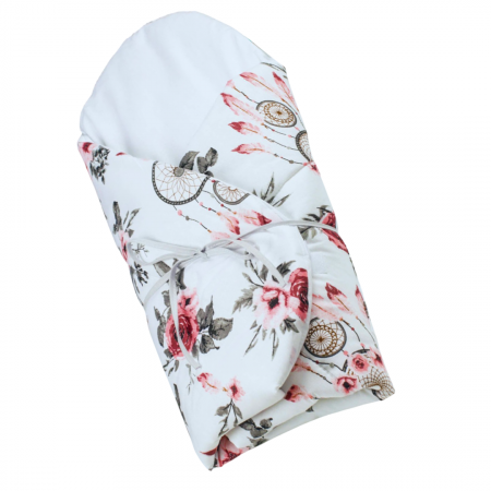 Paturica Wrap Bebe Pure Roses, 75x75 cm, 100% Bumbac [0]