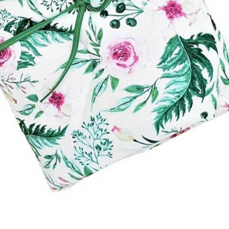 Paturica Wrap Bebe Leaf Roses, 75x75 cm, 100% Bumbac [2]